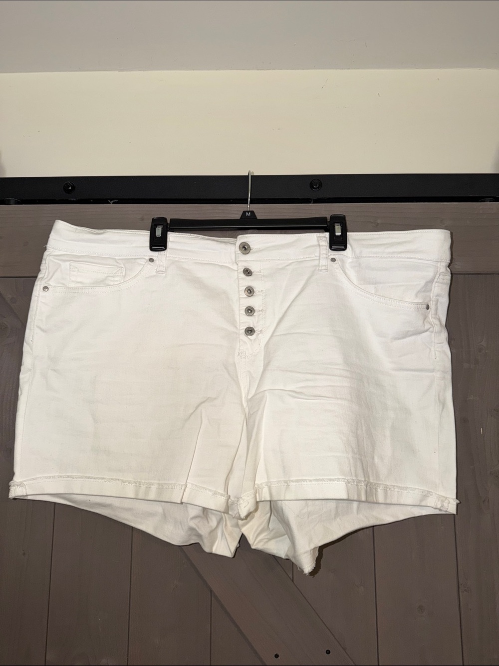 Jessica Simpson White Button-Fly Denim Shorts